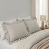 Sleeptime lazy kussenslopen ruffles - Beige/Grijs - Per 2 stuks