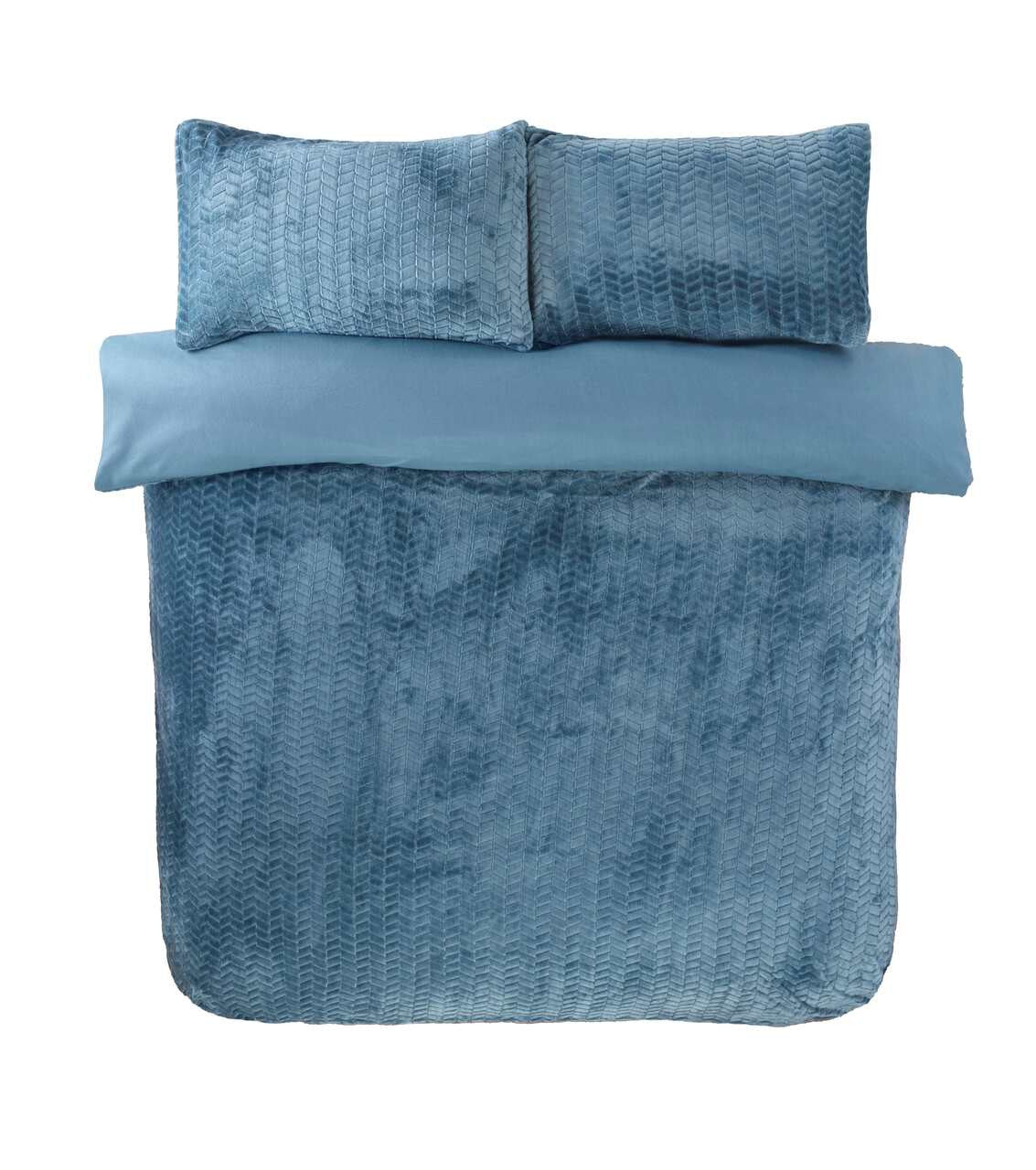 So Soft dekbedovertrek Chevron Teddy - Blauw