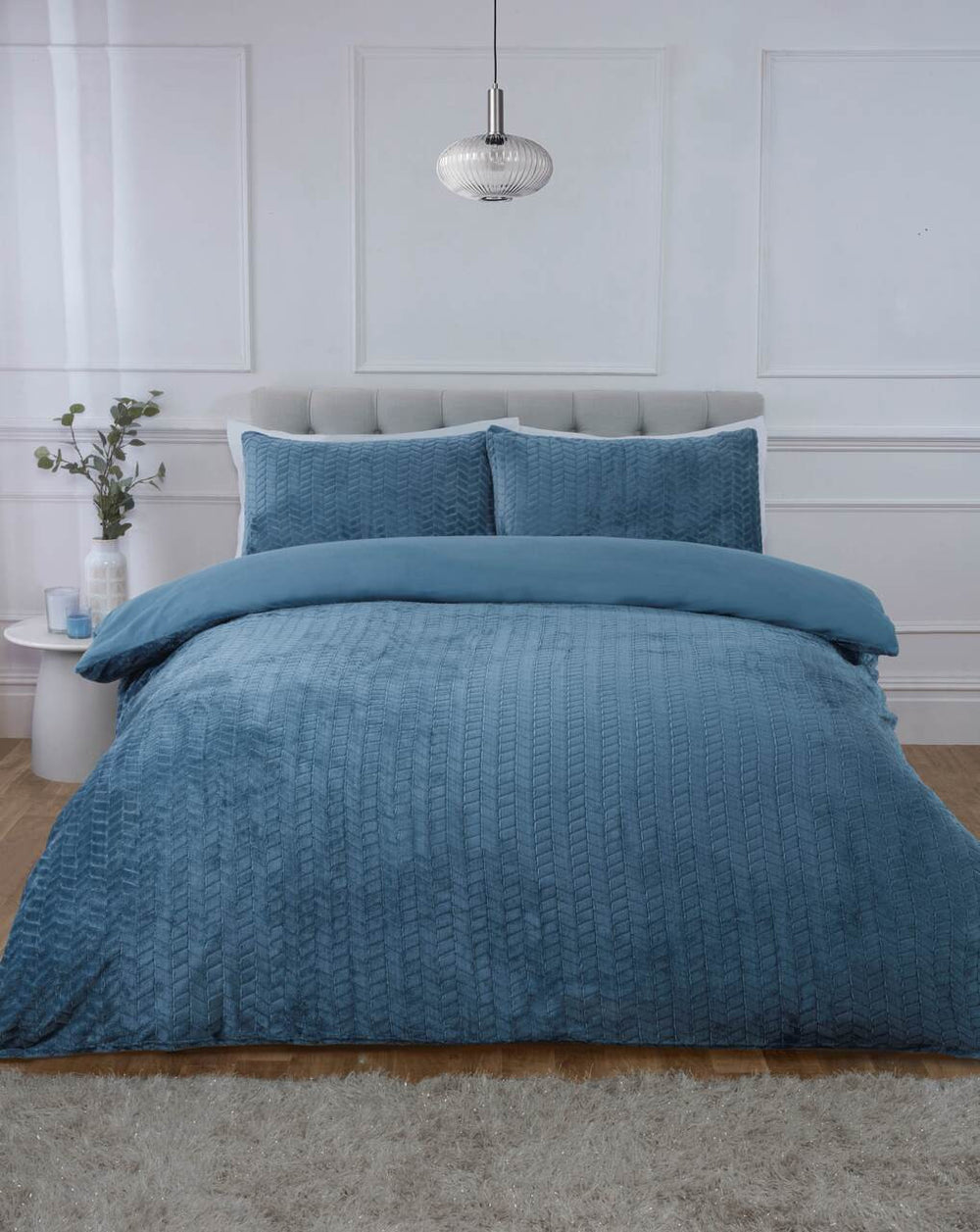 So Soft dekbedovertrek Chevron Teddy - Blauw
