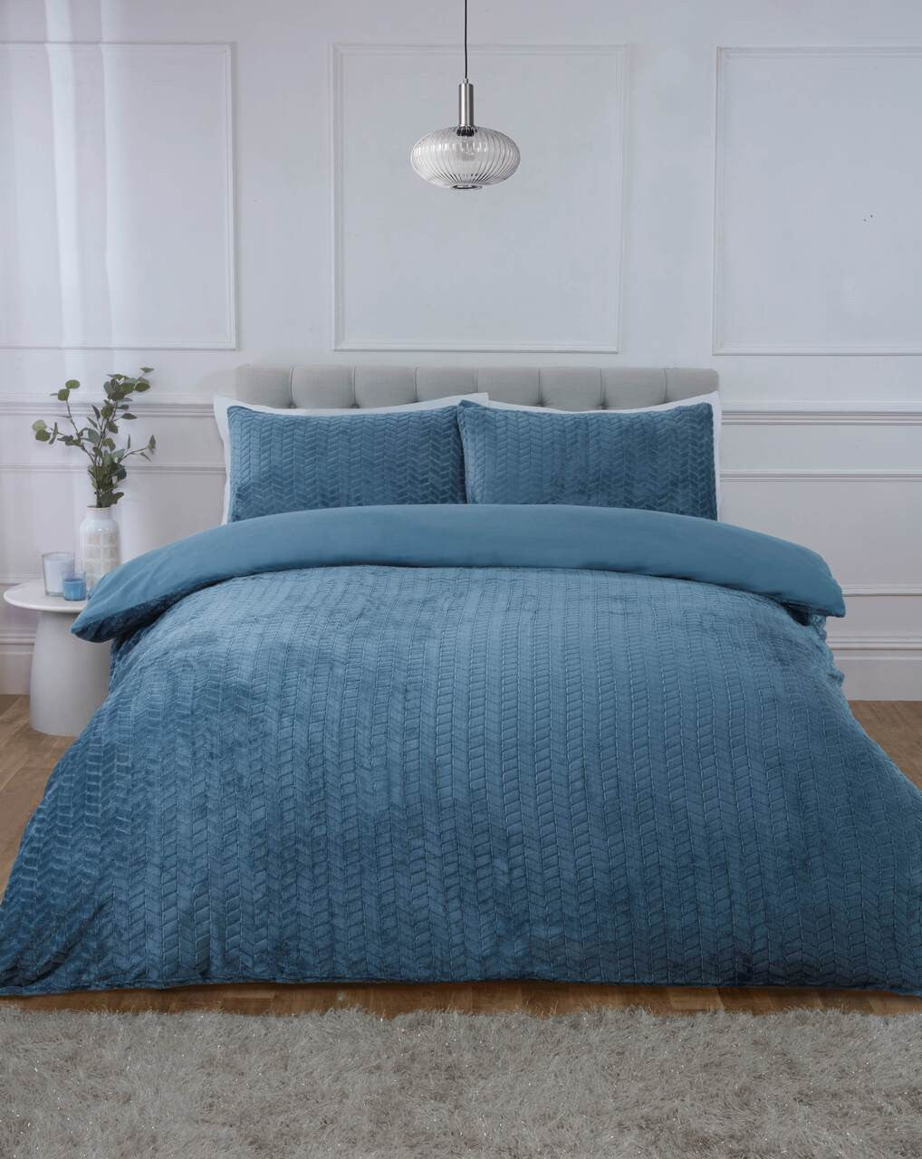 So Soft dekbedovertrek Chevron Teddy - Blauw