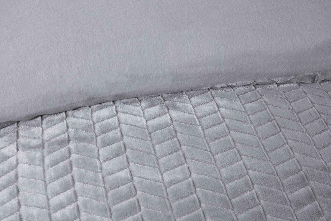 So Soft dekbedovertrek Chevron Teddy - Grijs
