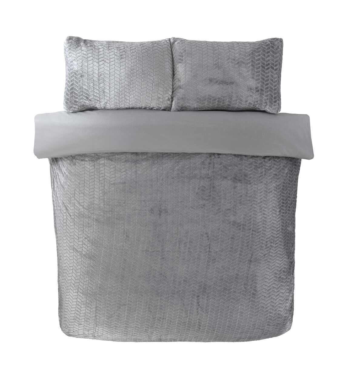 So Soft dekbedovertrek Chevron Teddy - Grijs