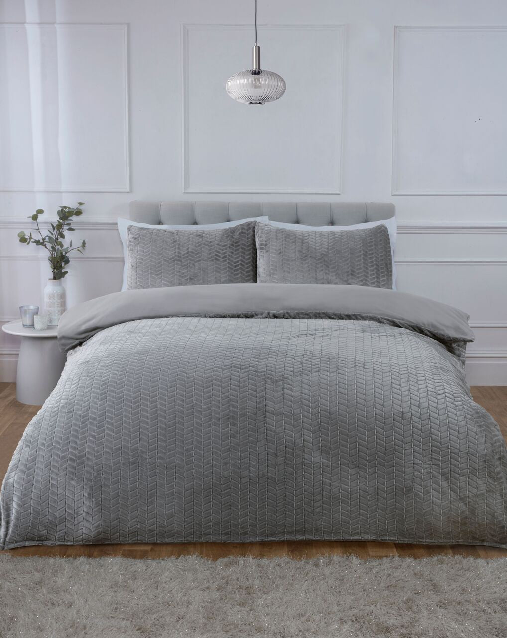 So Soft dekbedovertrek Chevron Teddy - Grijs