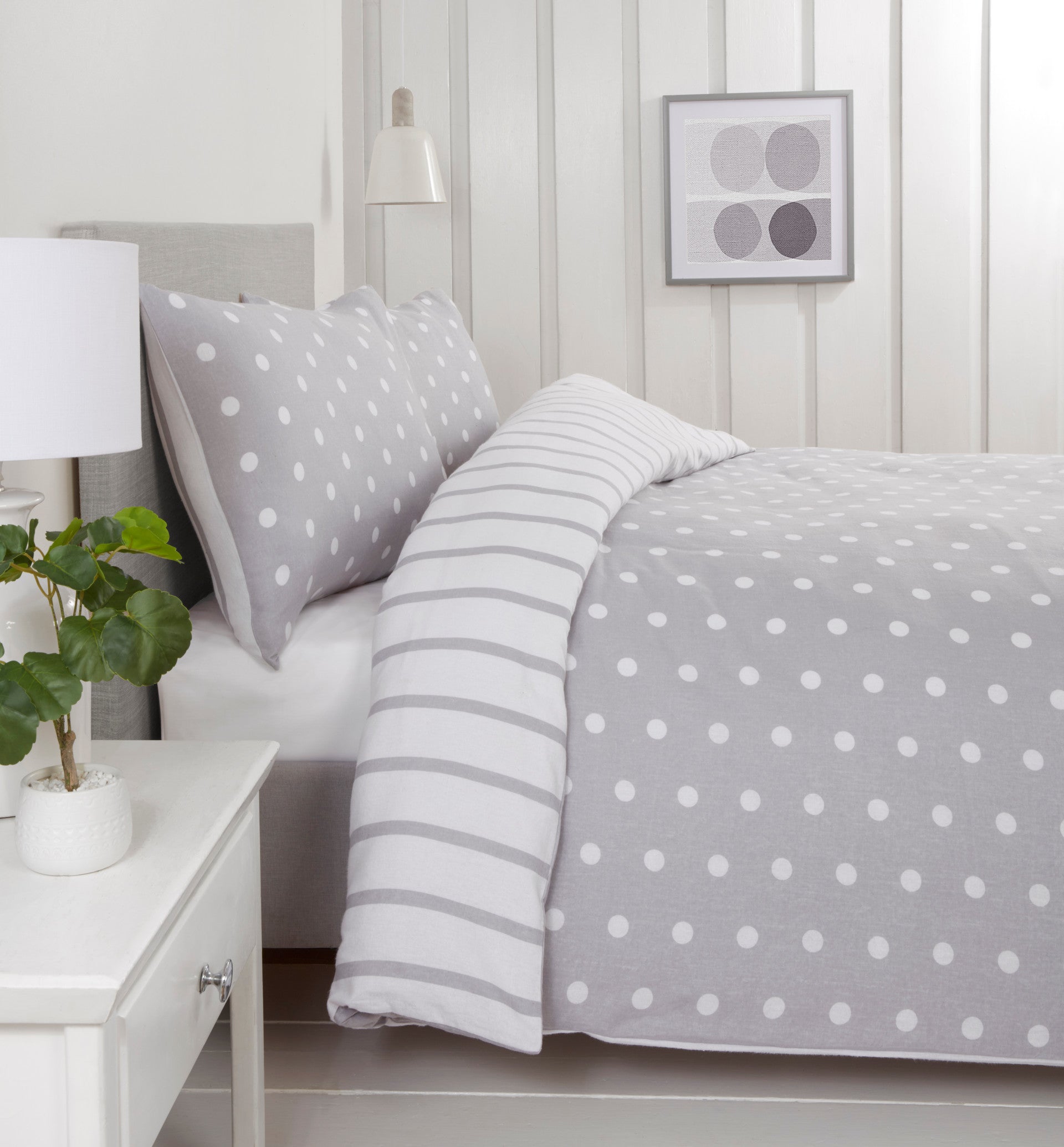 So Soft dekbedovertrek Spots & Stripes - microvezel - grijs