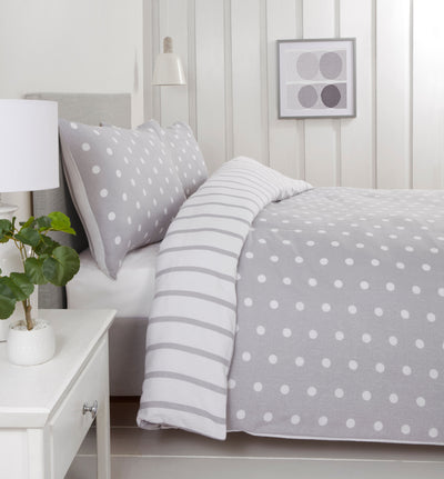 So Soft dekbedovertrek Spots & Stripes - microvezel - grijs