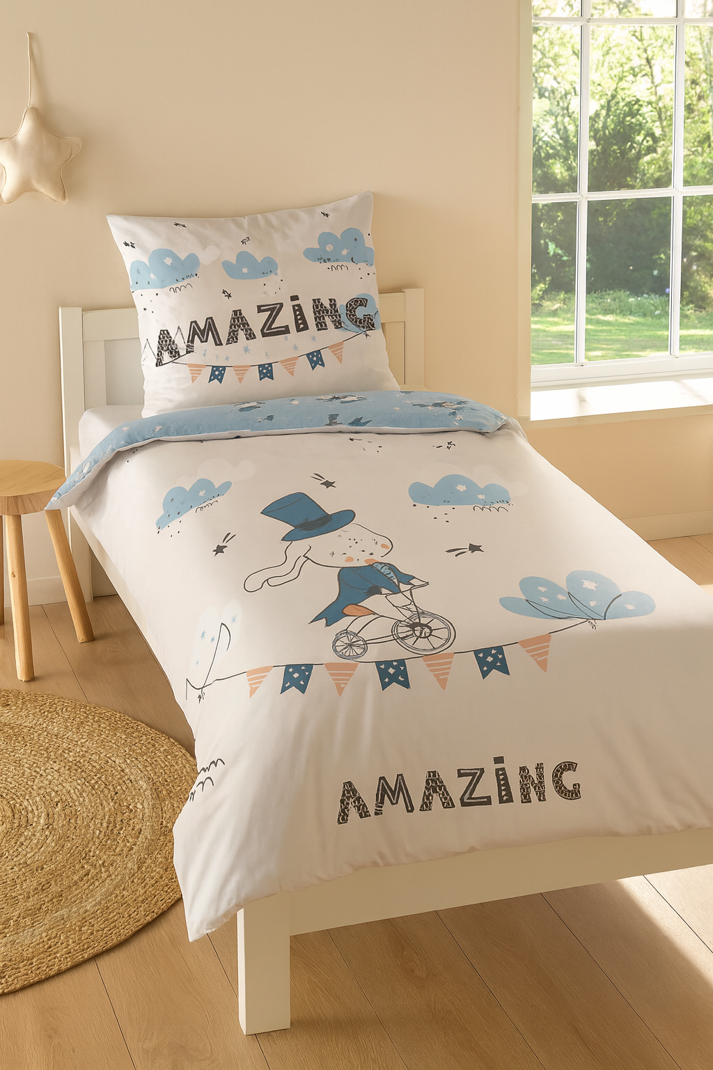 Sweet Home dekbedovertrek Rabbit Junior - katoen - eenpersoons - 140x200 + 70x80 cm