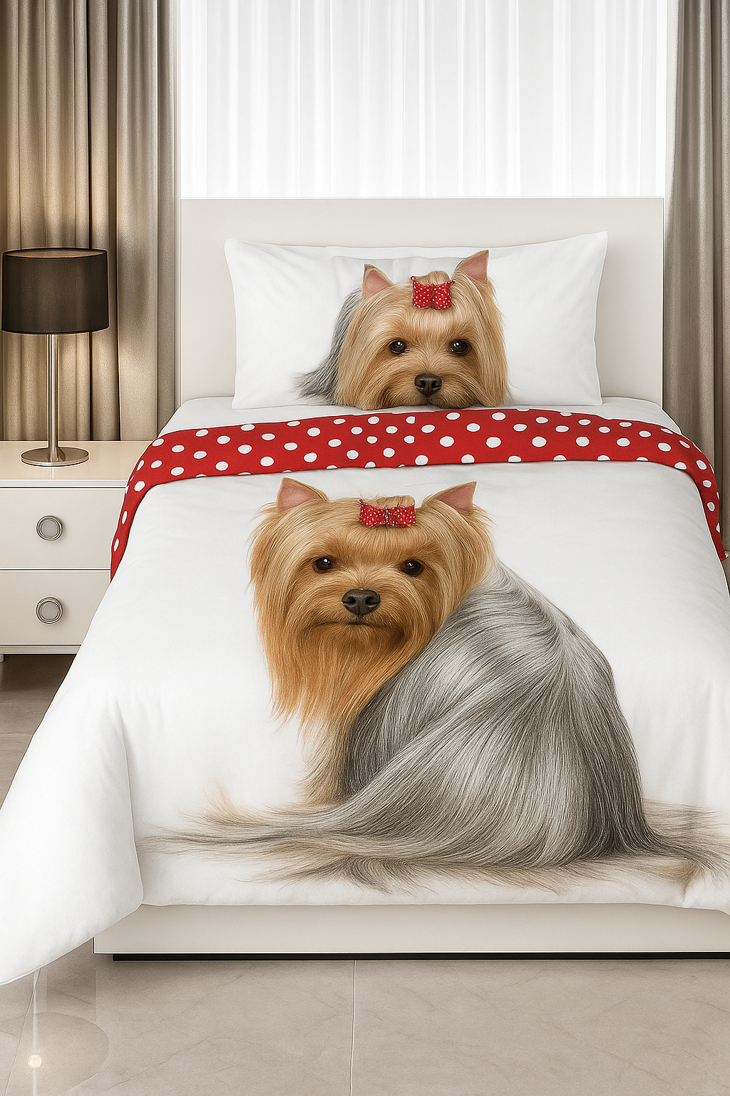 Sweet Home kinderdekbedovertrek Yorkshire Terriër - katoen - eenpersoons (140x200 +70x90 cm)