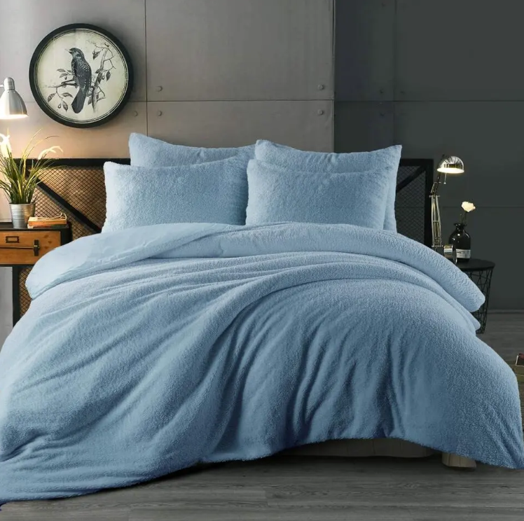 Teddy dekbedovertrek onderkant microvezel - blauw - lits-jumeaux (240x220 + 2st. 60x70 cm)