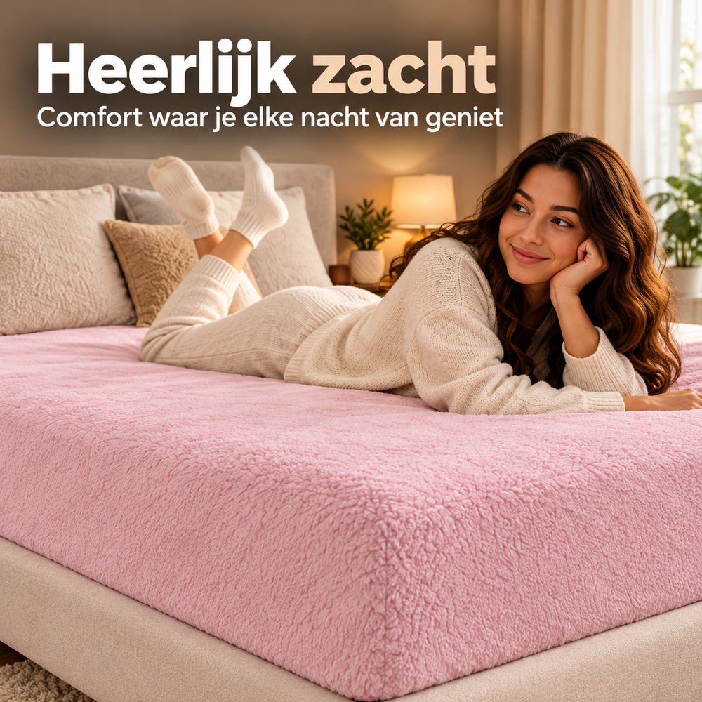 Teddy fleece hoeslaken - roze