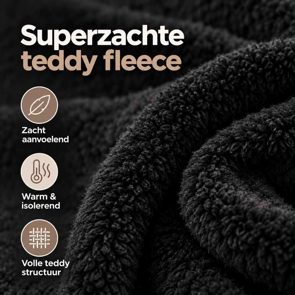 Teddy fleece hoeslaken - zwart