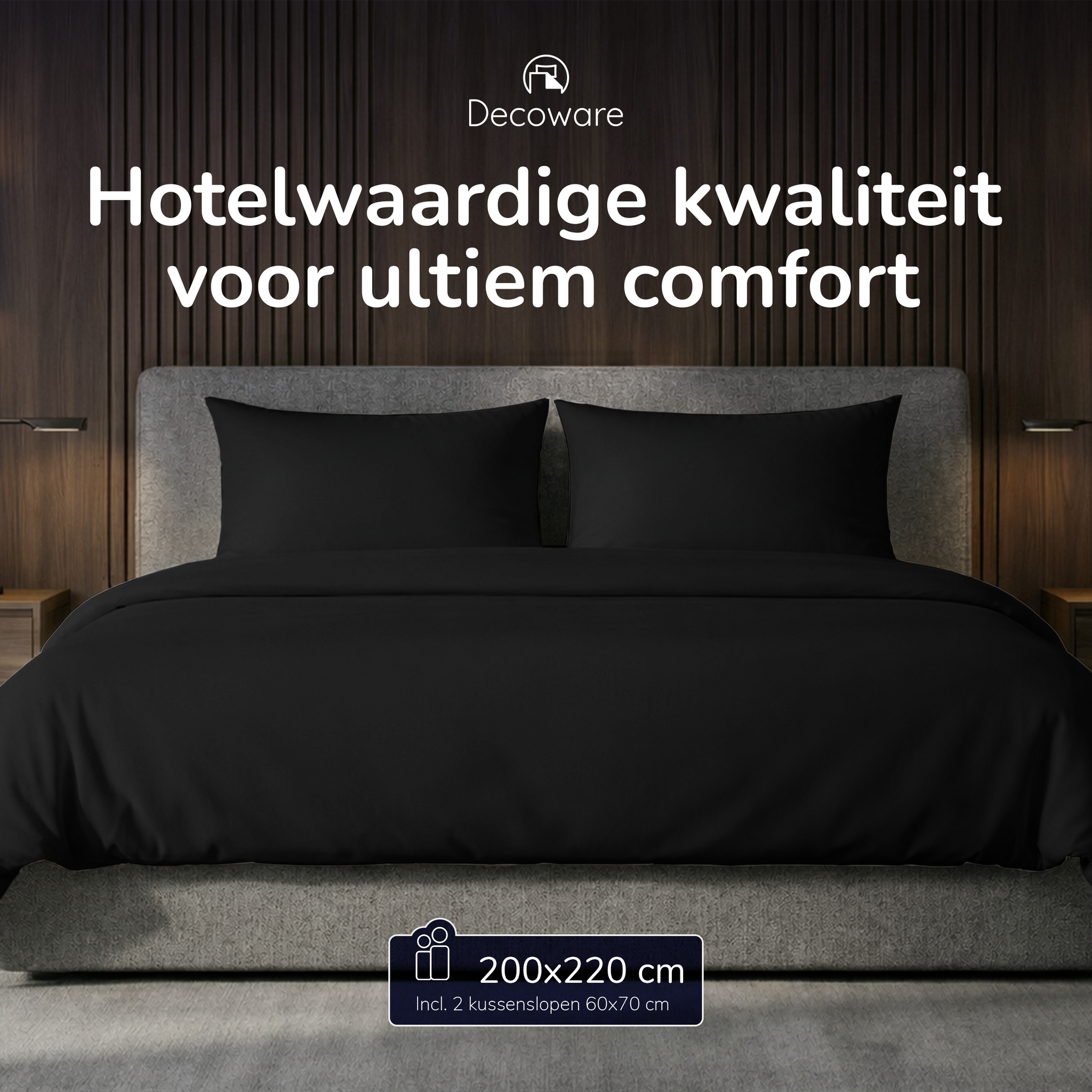 Decoware dekbedovertrek uni - Zwart - Katoen