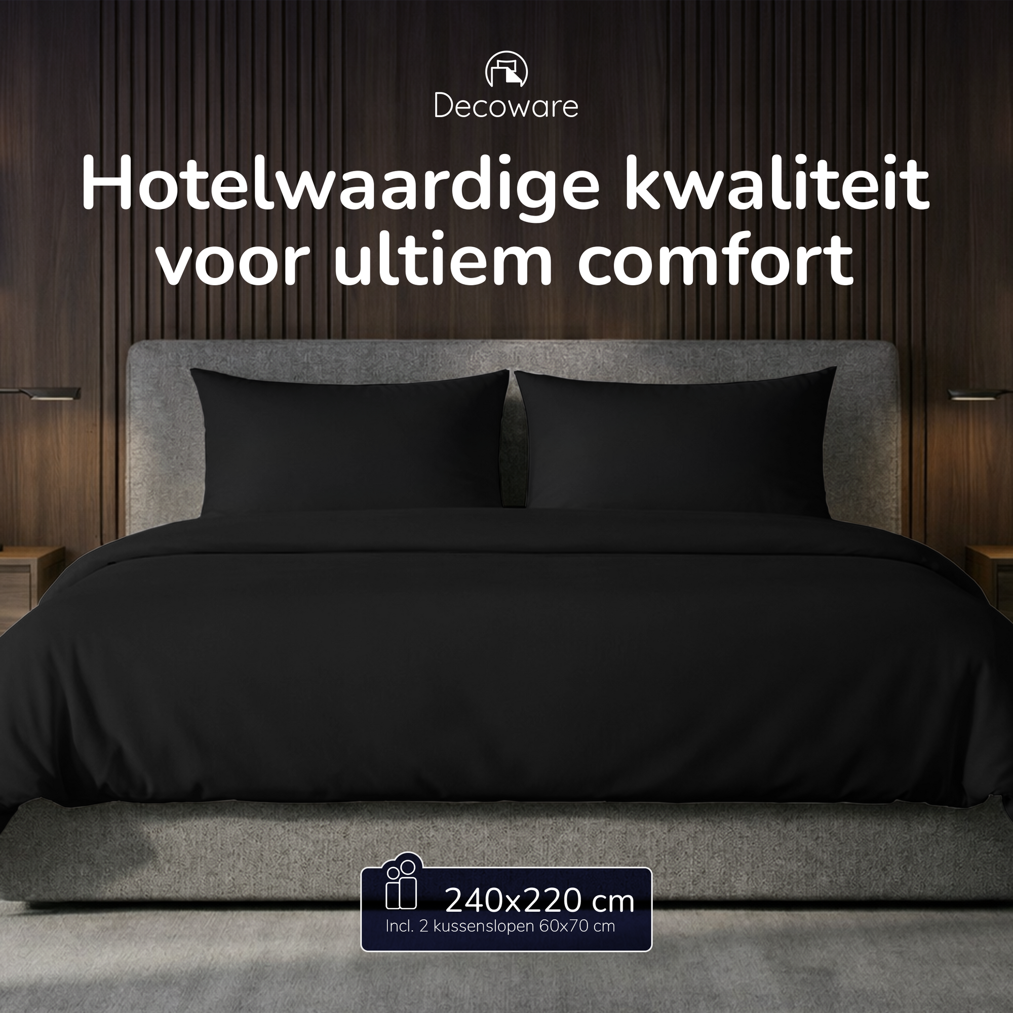 Decoware dekbedovertrek uni - Zwart - Katoen