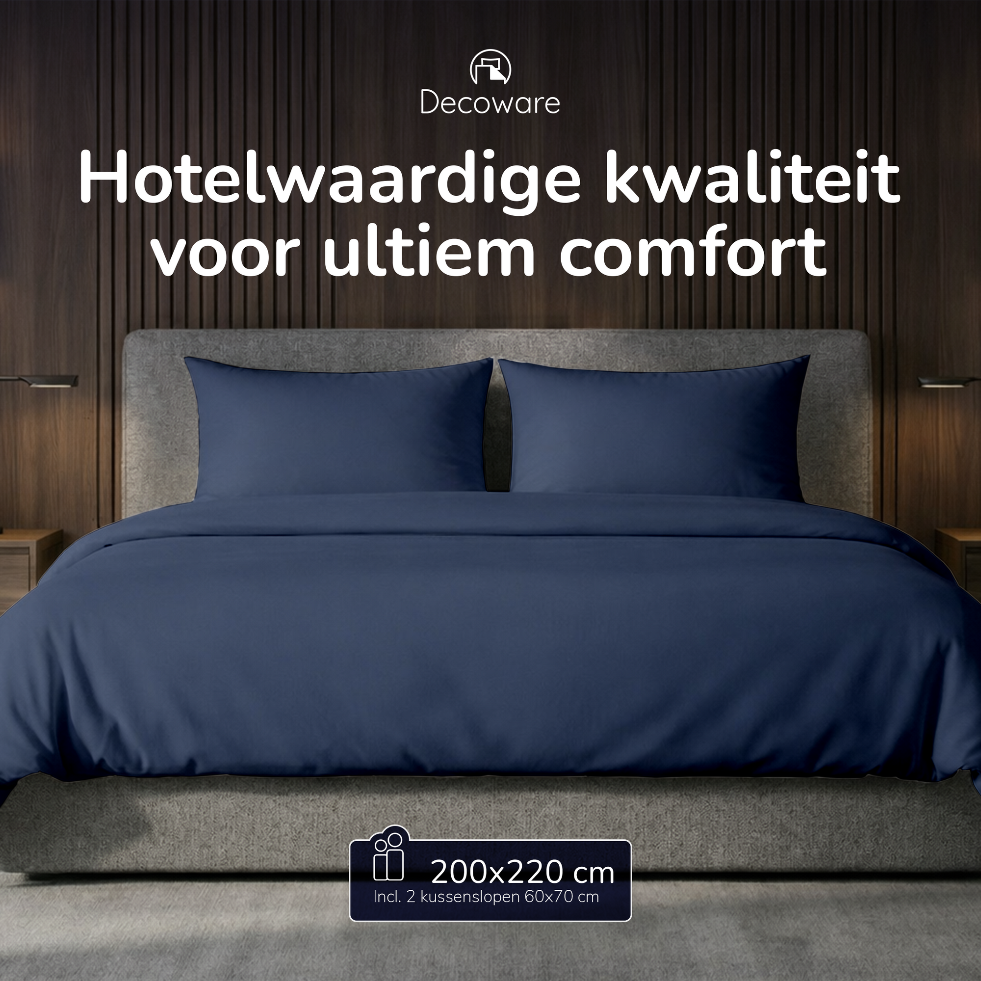 Decoware dekbedovertrek uni - Donkerblauw - Katoen