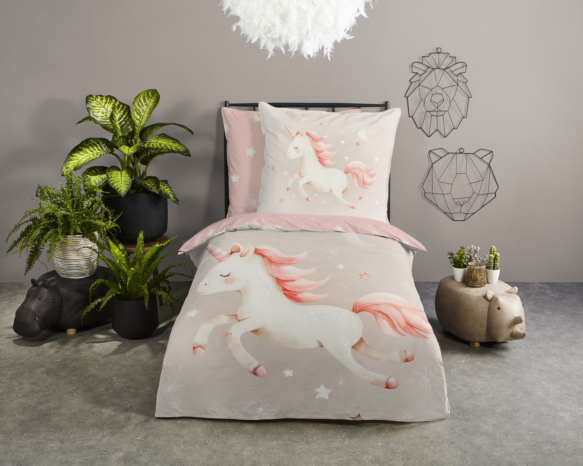 ZouZou kinderdekbedovertrek Rosa - katoen - eenpersoons (140x220 + 60x70 cm)