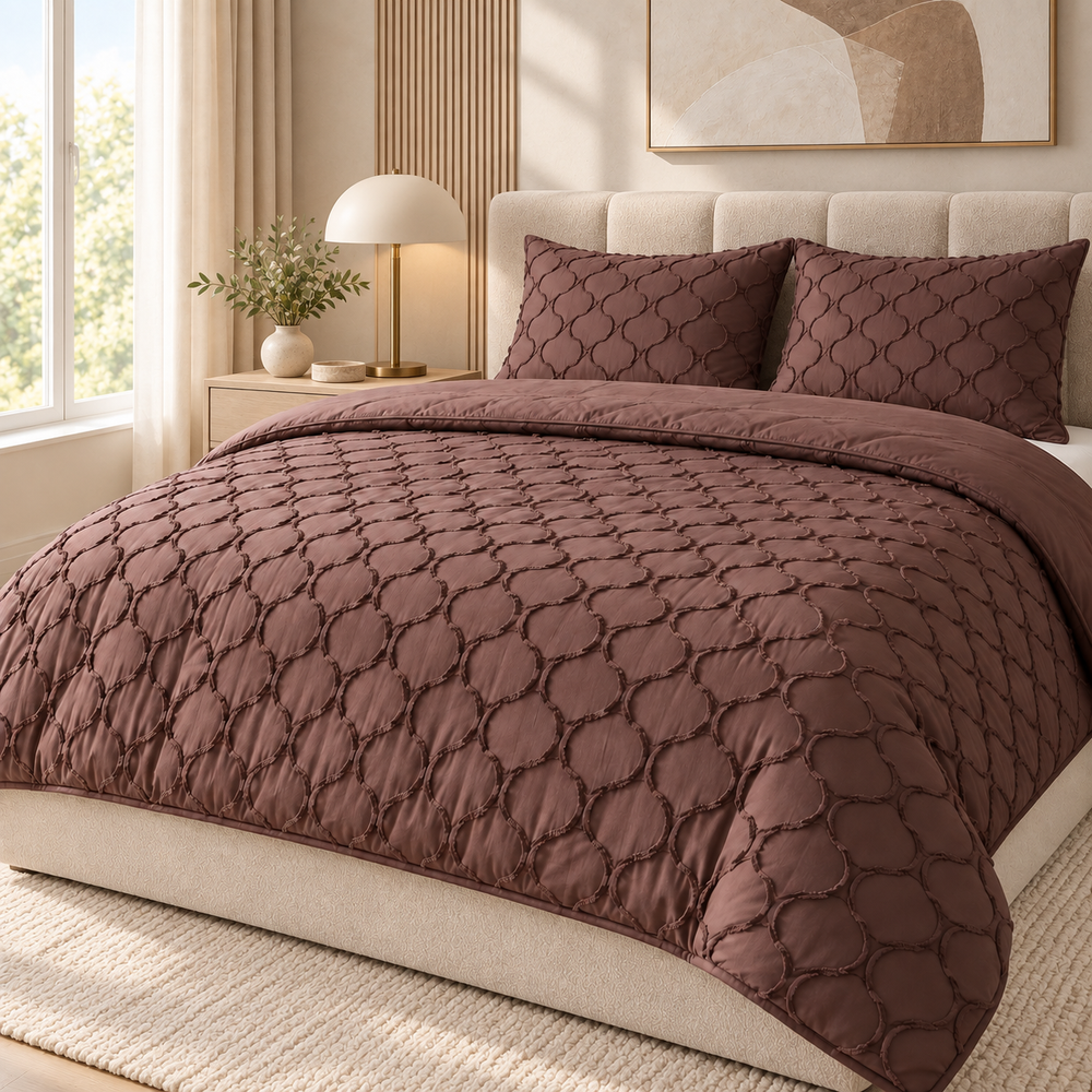 Decoware dekbed zonder overtrek incl. kussensloop - Tufted Curve - Bruin