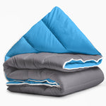 All in one lazy dekbed - Dekbed en overtrek in 1 - Antraciet/Blauw - 240x200 cm