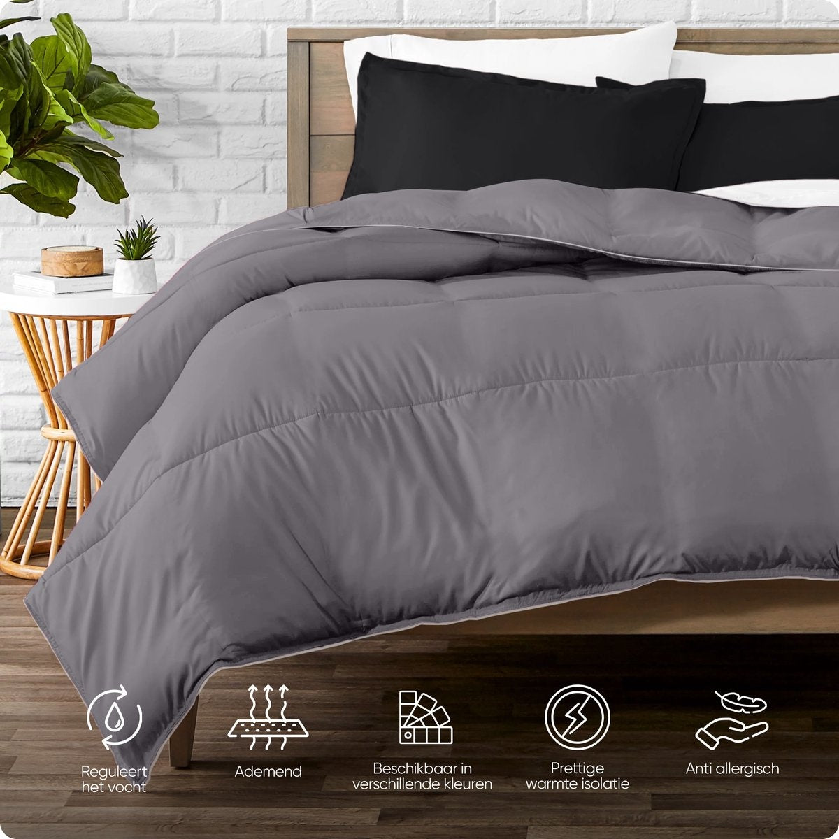 All in one lazy dekbed - Dekbed en overtrek in 1 - antraciet
