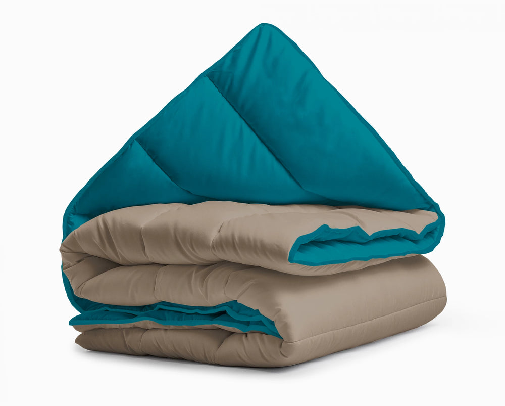 All in one lazy dekbed - Dekbed en overtrek in 1 - Taupe/Indigo