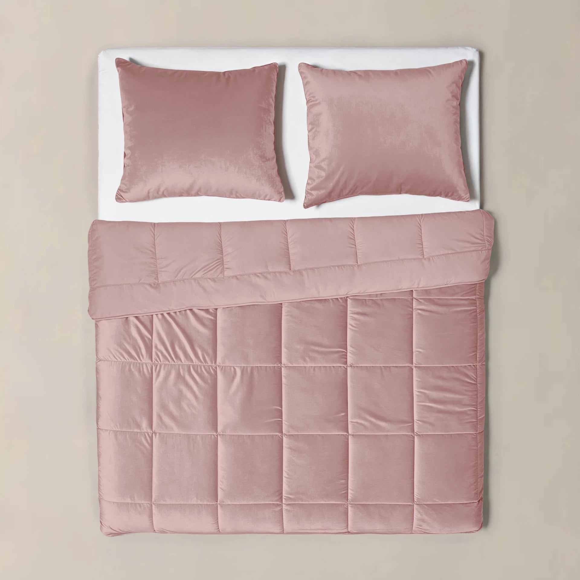 All in one lazy dekbed velvet - Dekbed en overtrek in 1 - Roze