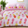 Dekbedovertrek Ananas - roze - polykatoen - lits-jumeaux (230x220 + 2st 50x75cm)