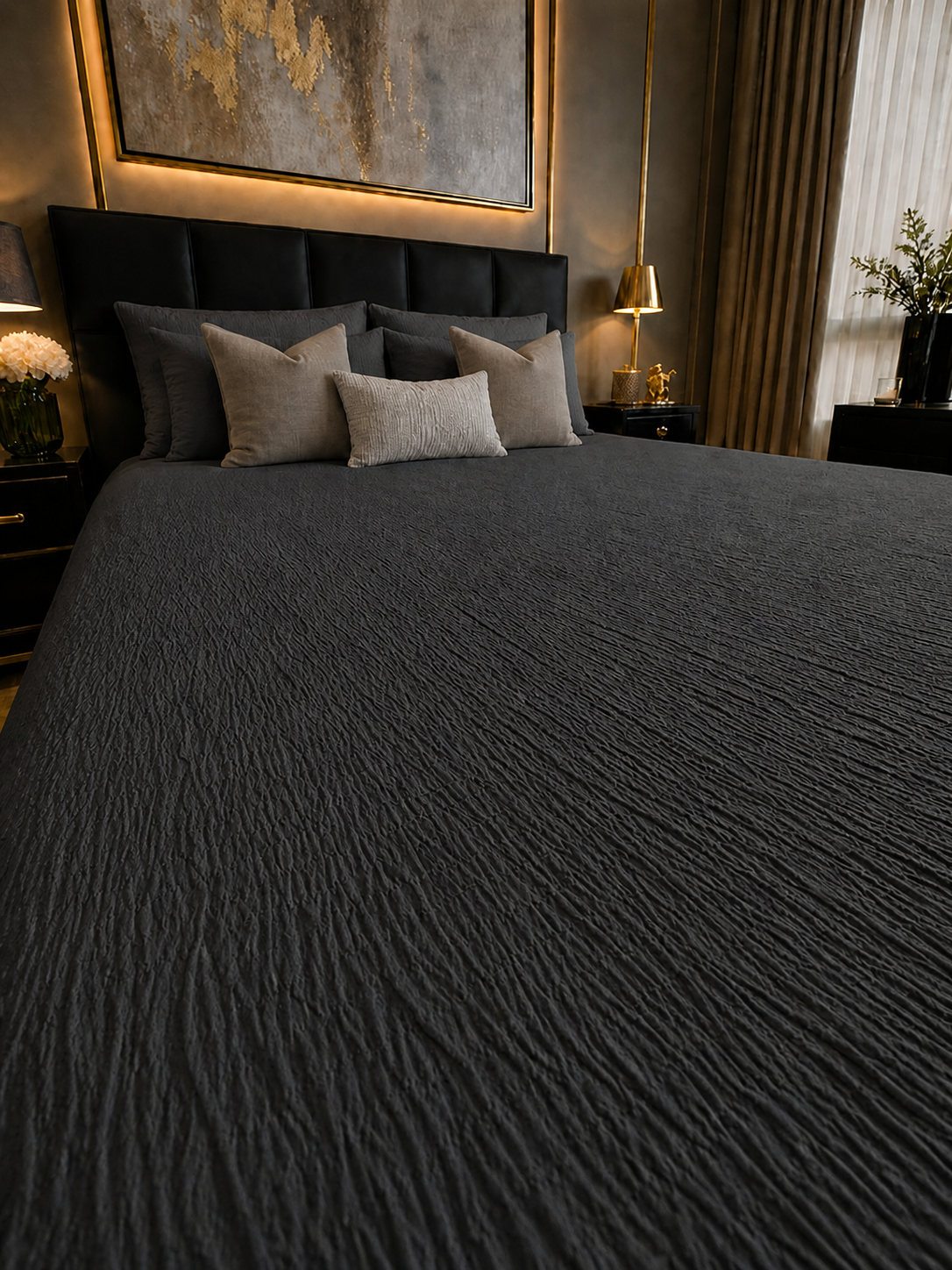 Mousseline hoeslaken - microvezel - antraciet
