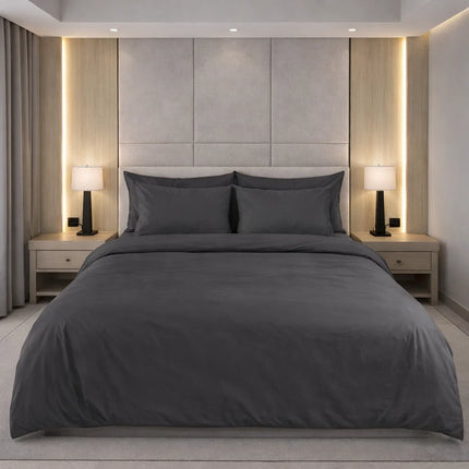Decoware dekbedovertrek uni - Antraciet - Katoensatijn