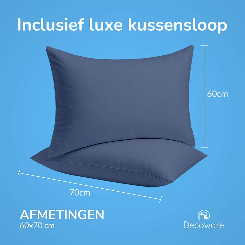 Decoware dekbedovertrek uni - donkerblauw - katoensatijn