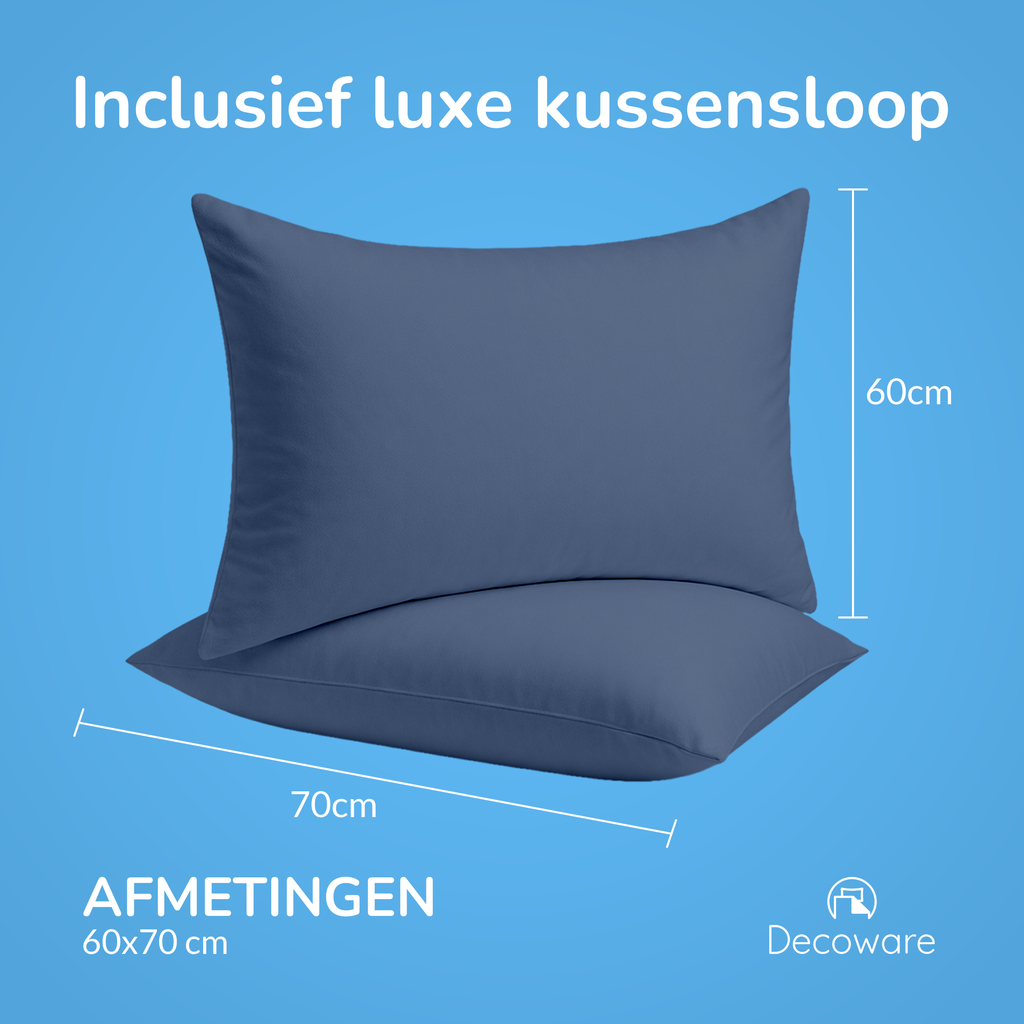 Decoware dekbedovertrek uni - donkerblauw - katoensatijn