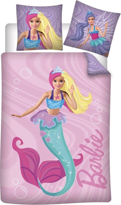 Barbie kinderdekbedovertrek Zeemeermin - katoen - 1-persoons (140x200 + 65x65 cm)