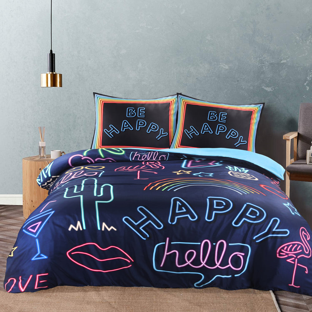 Decoware dekbedovertrek Neon Be Happy - microvezel