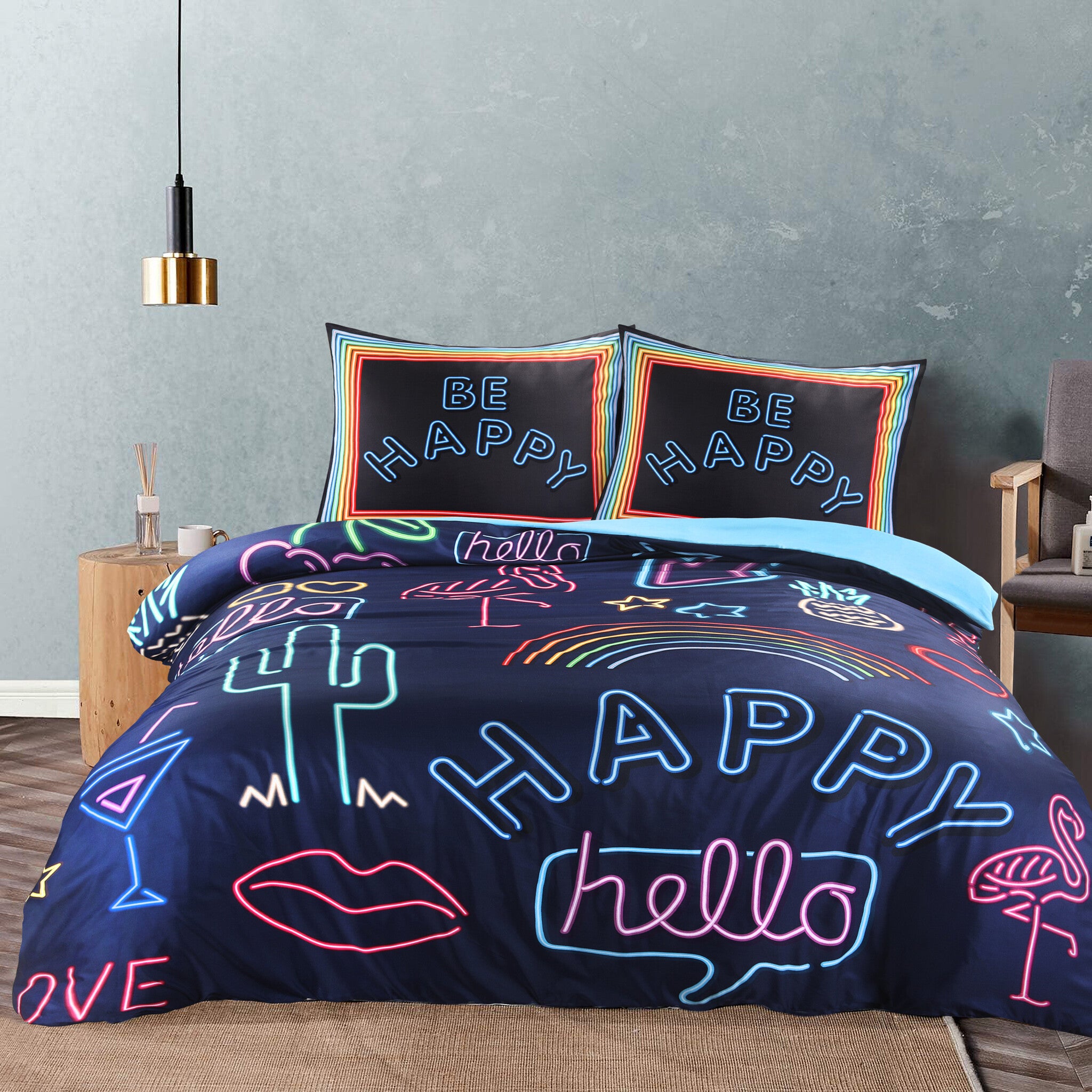 Decoware dekbedovertrek Neon Be Happy - microvezel