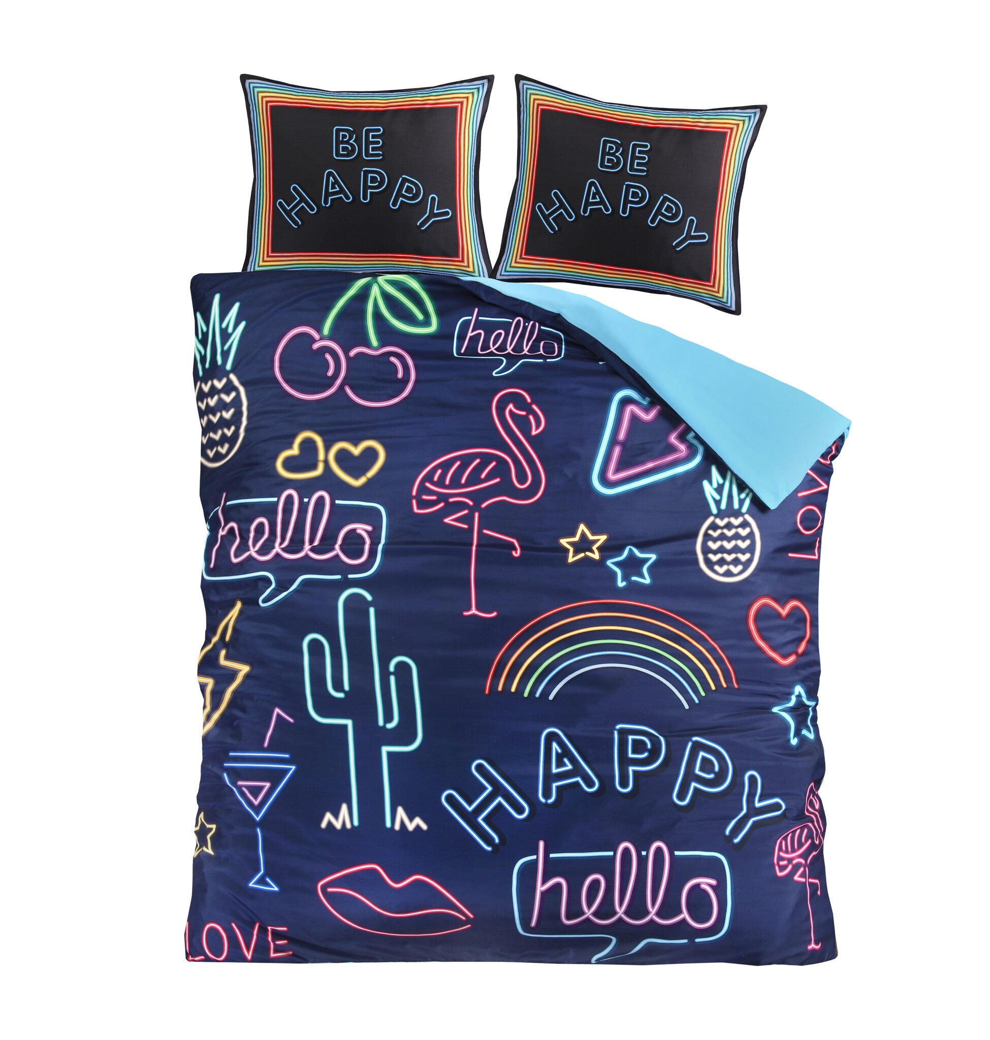 Decoware dekbedovertrek Neon Be Happy - microvezel
