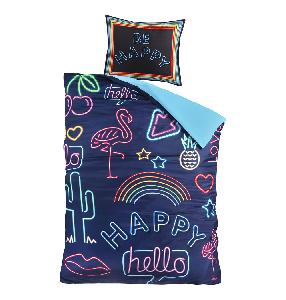 Decoware dekbedovertrek Neon Be Happy - microvezel