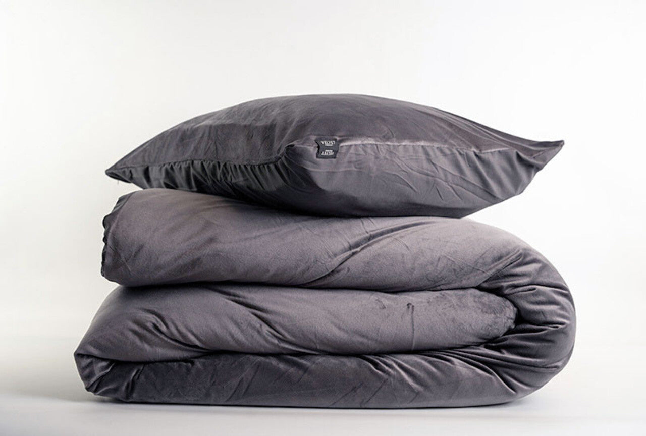 Beau Maison dekbedovertrek - antraciet - Velvet - 1-persoons (140x220 + 60x70cm)