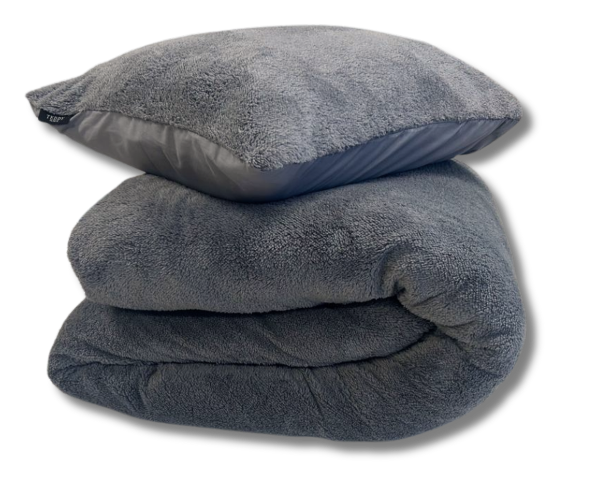Teddy fleece dekbedovertrek onderkant microvezel - Grijs