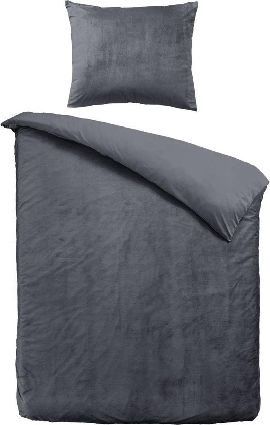 Beau Maison Velvet dekbedovertrek - antraciet - 1-persoons
