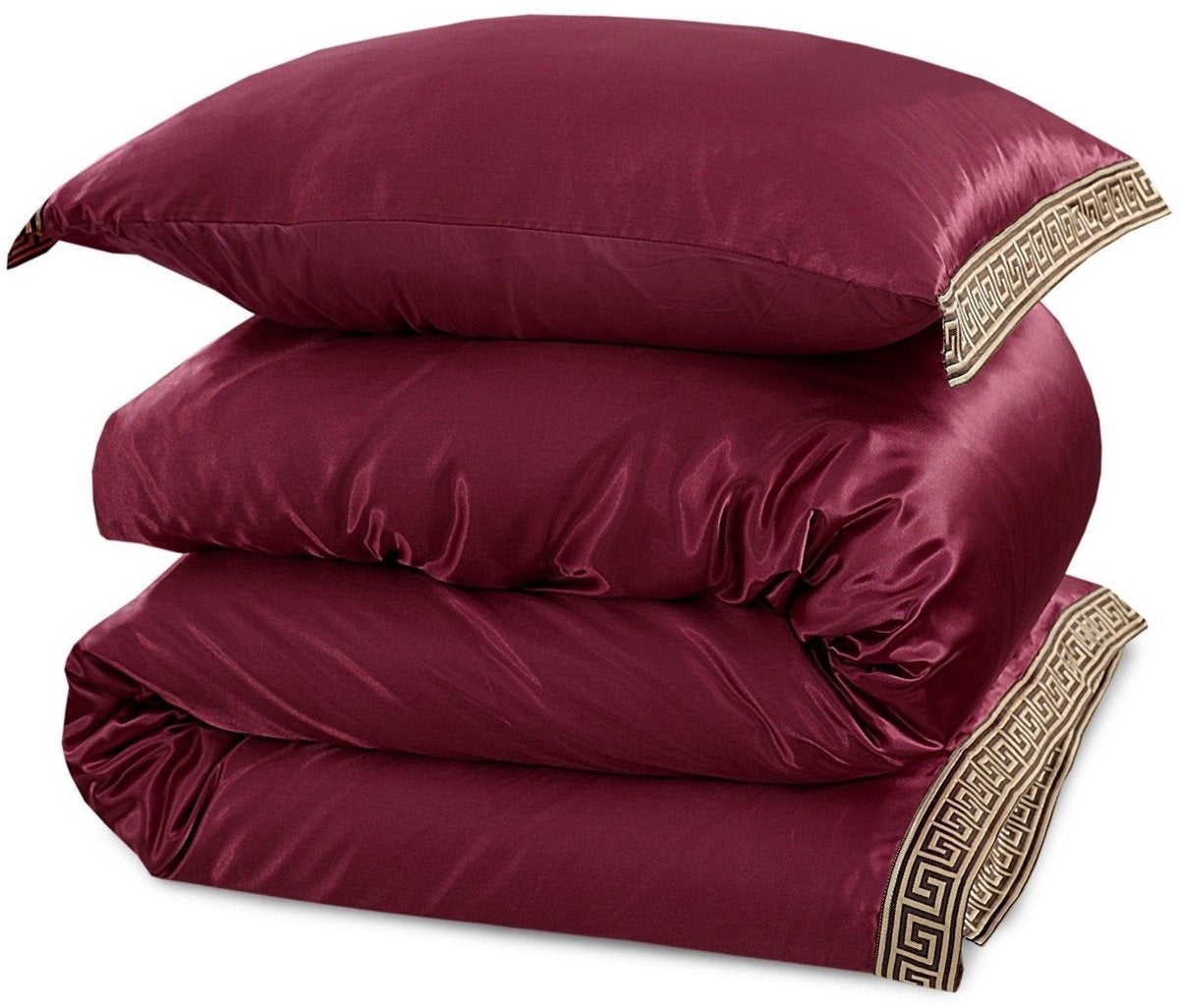 Glans satijn dekbedovertrek Lace - Burgundy