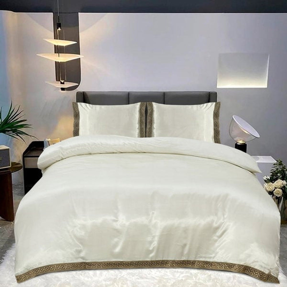 Glans satijn dekbedovertrek Lace - off white -  2-persoons