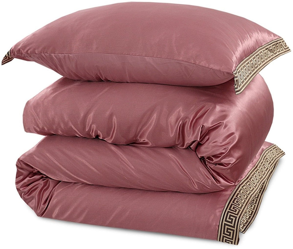 Glans satijn dekbedovertrek Lace - Rosewood