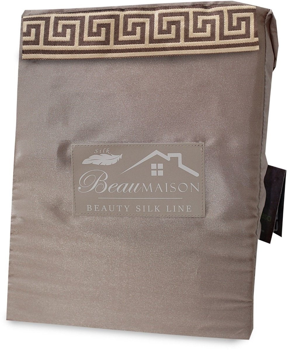 Glans satijn dekbedovertrek Lace - taupe - 1-persoons