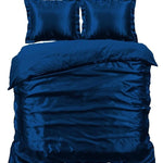 Glans satijn dekbedovertrek - marine blauw