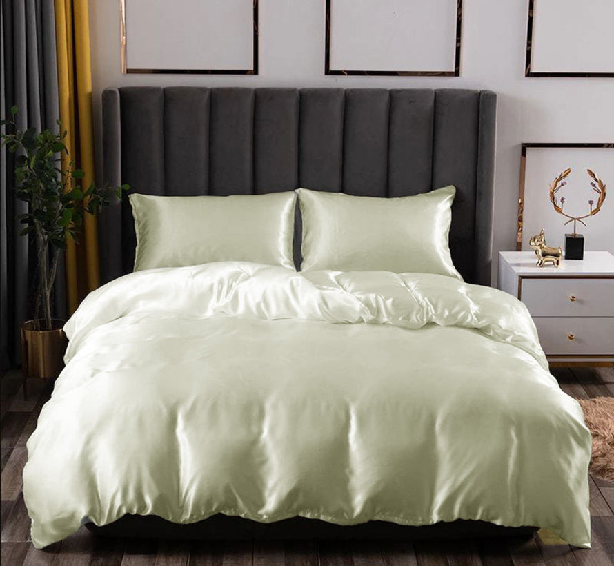 Glans satijn dekbedovertrek - off white