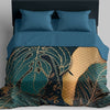 Bedsprei bladeren - Petrol  - 1-persoons (170x210 cm)