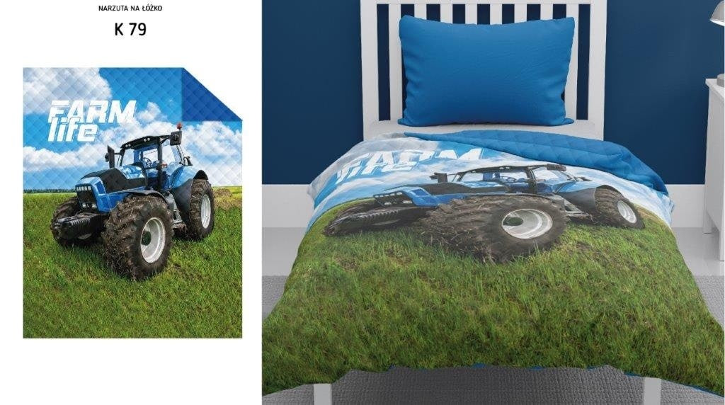Bedsprei blauwe trekker - 170x210 cm