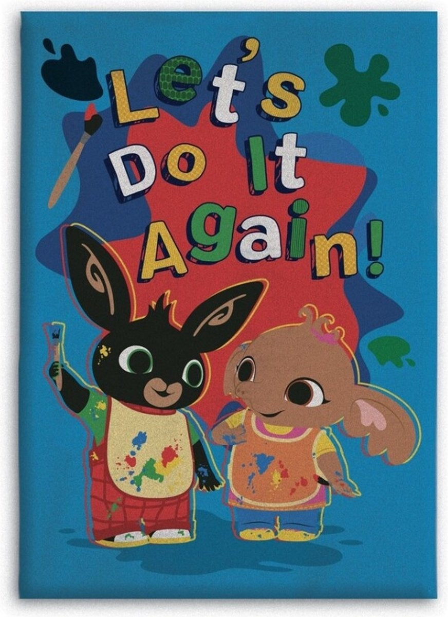 Bing Bunny fleece plaid Let's do it again blauw - 100x140 cm