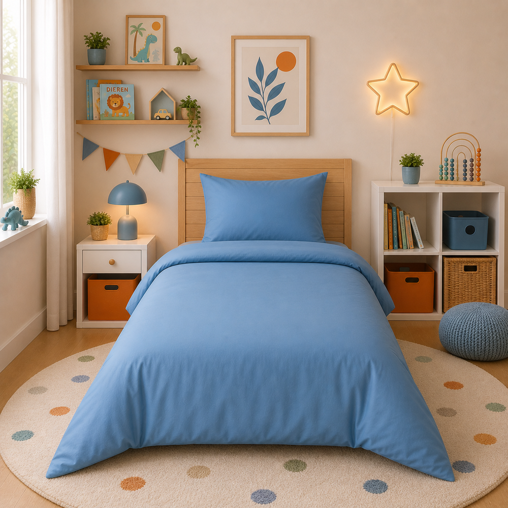 Decoware peuter dekbedovertrek uni - blauw - katoen