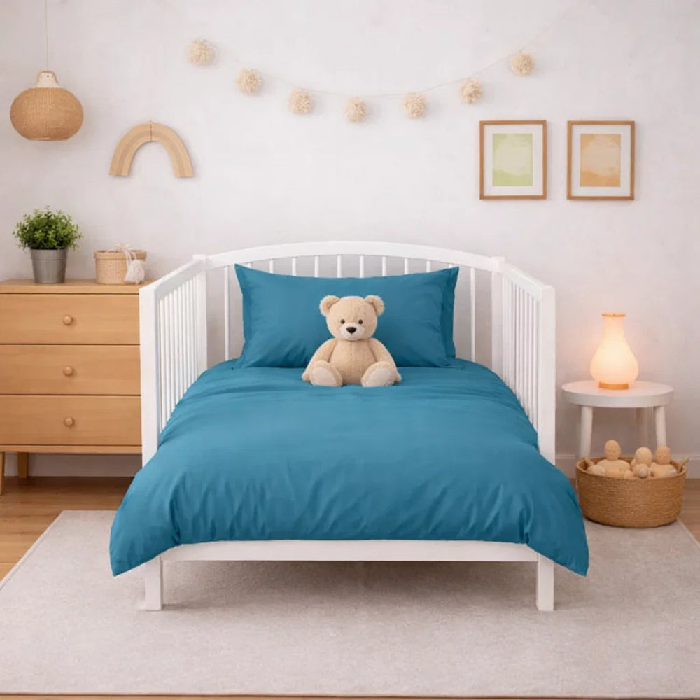 Decoware dekbedovertrek uni - blauw - katoen - ledikant