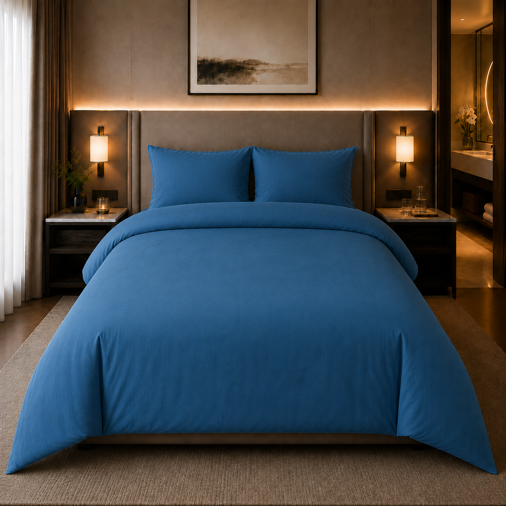 Decoware dekbedovertrek uni - blauw - katoensatijn