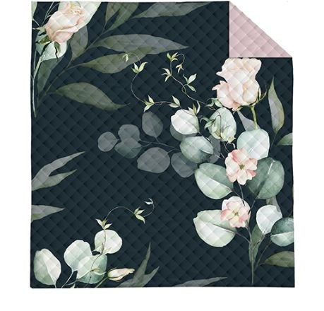 Bedsprei bloemen - achterkant roze - 220x240 cm