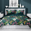Katoen satijn dekbedovertrek bloemen petrol blauw - 1-persoons (140x200 + 70x80 cm)